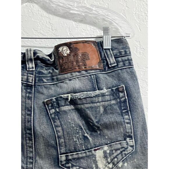 Heritage America Denim Distillery Distressed Blue Jeans cutoffs Size 36" x 19 - Picture 3 of 3